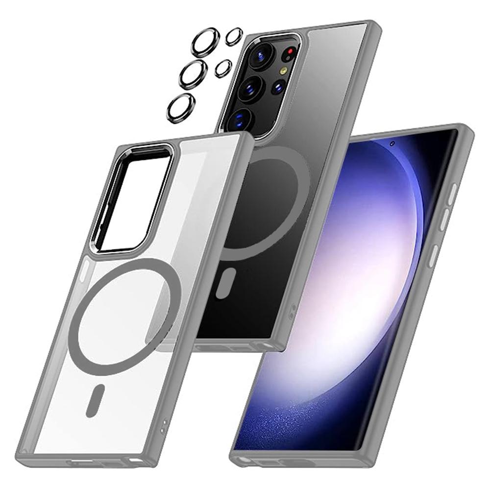 

Магнитный чехол для Samsung Galaxy S25 Ultra Акрил+ТПУ Чехол для телефона с защитой объектива камеры Titanium Grey