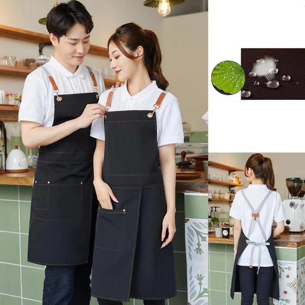 Waterproof Chef's Apron with Pockets Uniform Apron Stylish Work Apron  for Restaurants, Caf