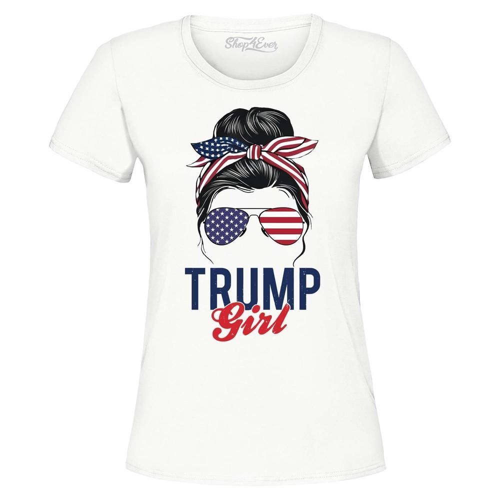 

I m A Trump Girl Women s T-Shirt American Flag Bandana Sunglasses Shirt XL