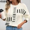 Dame Mote Casual Høst Vinter Stripeprint Langermet O-hals Gensere