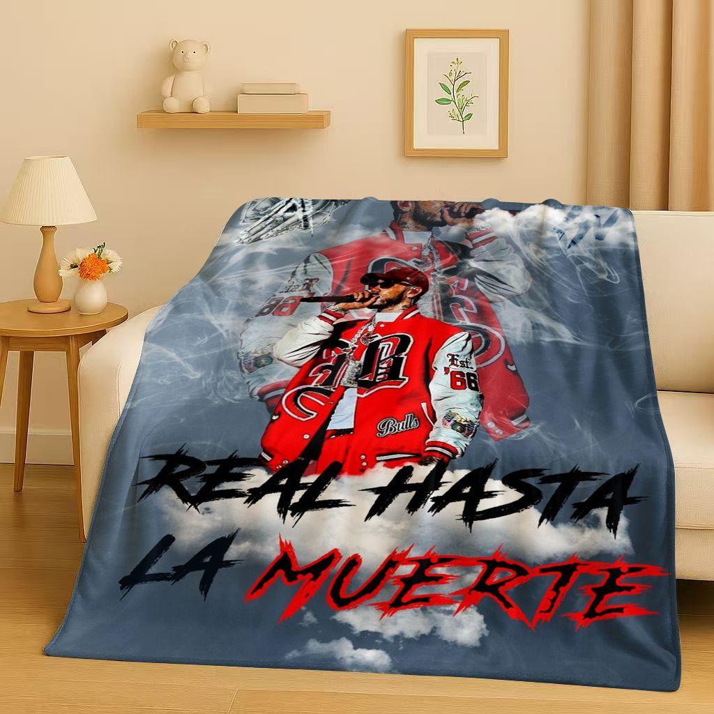 3D Anuel AA Real Hasta La Muerte Rapper Flannel Blanket,Ultra Soft Warm Plush Throw for Home Bedroom Bed Sofa Cover Kids Picnic