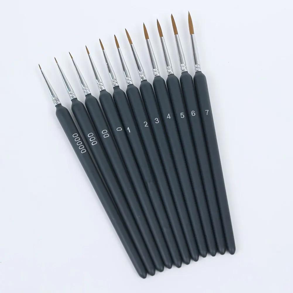 11Pcs Hook Line Pen For Watercolor Oil Painting Extra Fine Soft Wolf Hair Hand Brush Gouache Acrylic Nail Art Drawing