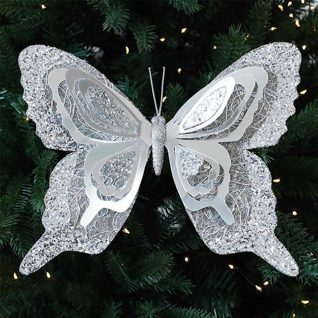 Simulation Butterfly Ornaments Christmas Tree Decoration Sequin Butterfly Christmas Decorations Window