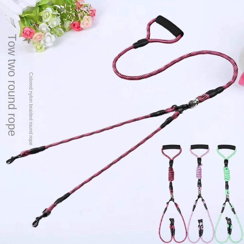 

Двухсторонний поводок для выгула собак с волнистым узором, односторонний двухсторонний поводок, не сматывается, съемный поводок для собак Under 40 pounds розовый