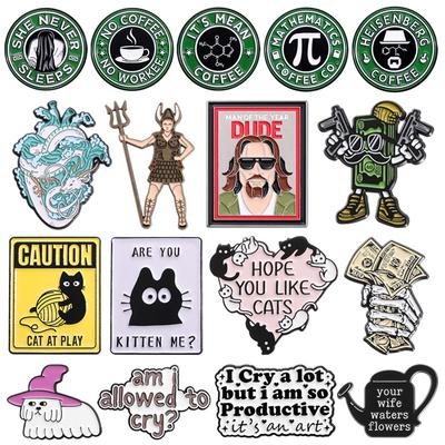Cartoon Kaffee Emaille Brosche Geld Anstecknadel Hexe Katze Brief Teekanne Drache Herz Anime Metall Abzeichen Schmuck Geschenk Für Freunde Kind