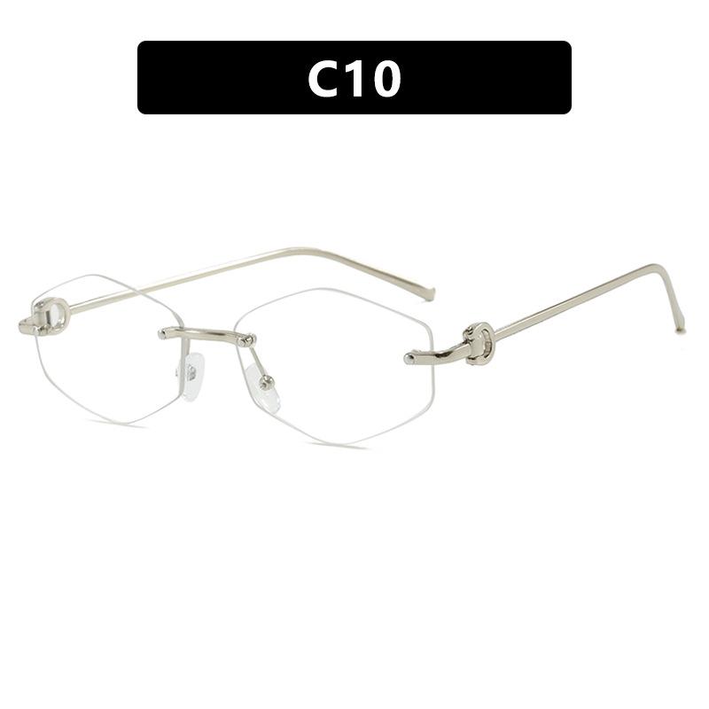 JYL Rimless Polygon Sunglasses UV400 Metal Ocean Lens Street Style / S092