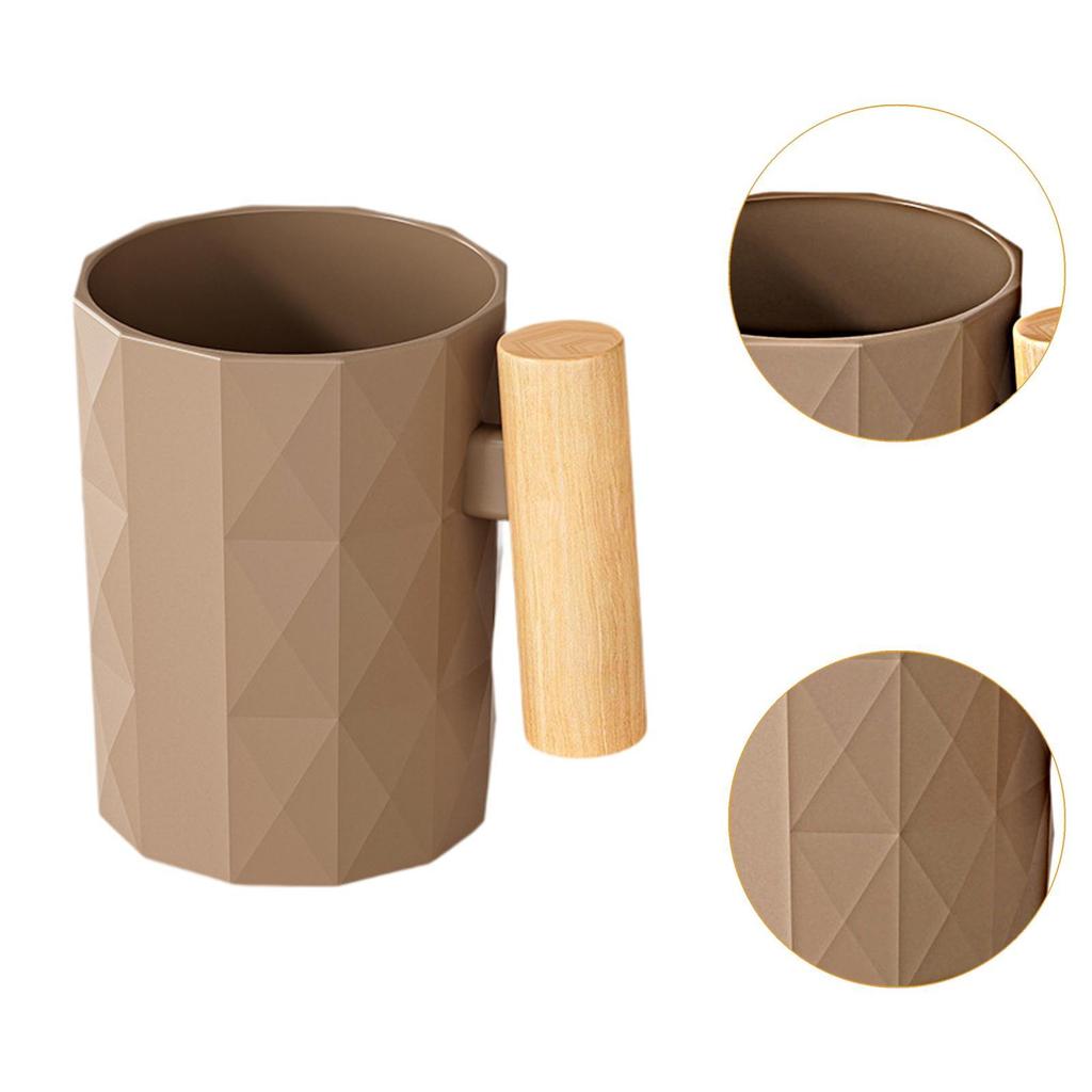 Toothbrush Cup Bathroom Cup Easy to Clean Mouthwash Brushing Storage Cup Wood Handle for Couples Adults Girls Boys Teens Gift