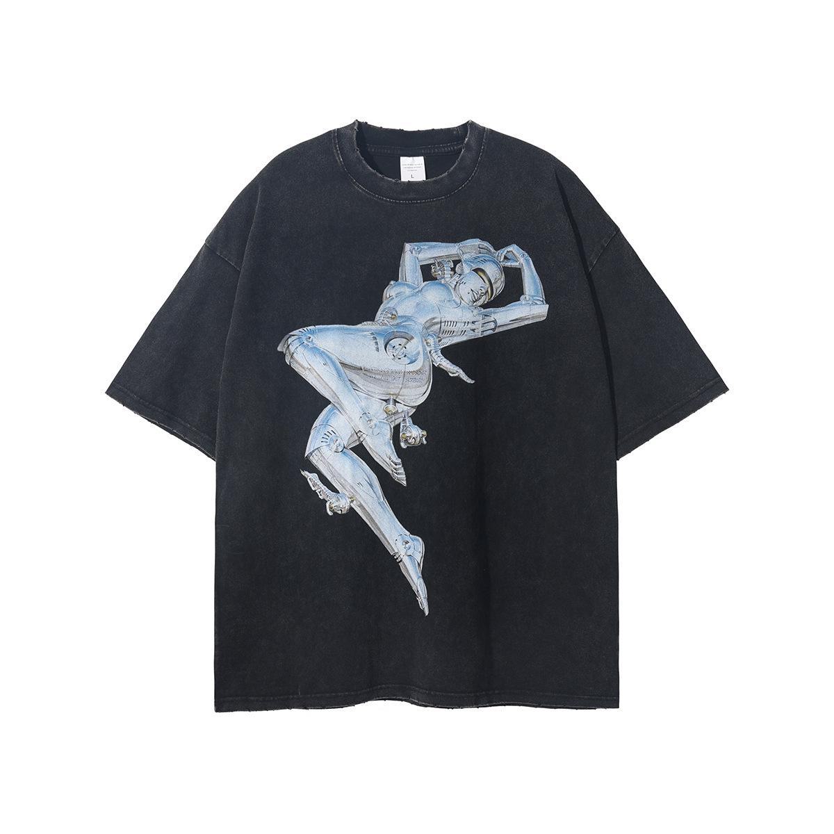 

ARTIE Мужская свободная повседневная футболка с принтом ретро-робота - Модная вещь с коротким рукавом L