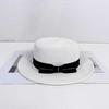 White Straw Hat Women's Summer Flat Top Sunshade Sunscreen Japanese Seaside Beach Hat Retro Hepburn French Gift Hat
