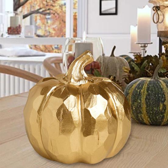 Yousheng Indoor Modern Pumpkin Fall Decor Shiny Vivid Color Holiday Party Elegant Tabletop Decoration Resin Artificial Pumpkin