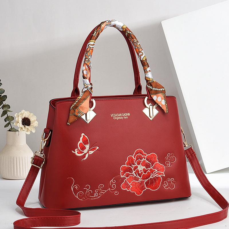 Chic Embroidered Crossbody Purse Modern Trendy Large Capacity Women Handbag