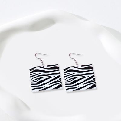 1 Pair Vintage Zebra Print Magnetic Tape Hook Earrings 1980s Acrylic Retro Cassette Crush Colorful Drop Dangle Earrings Jewelry Gift