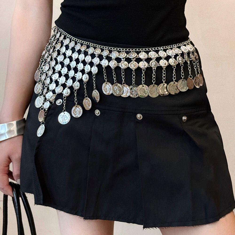 Vintage Metal Tassel Waist Chain Bell Ethnic Style Belt Bohemian Style Waistband  Dress Accessories