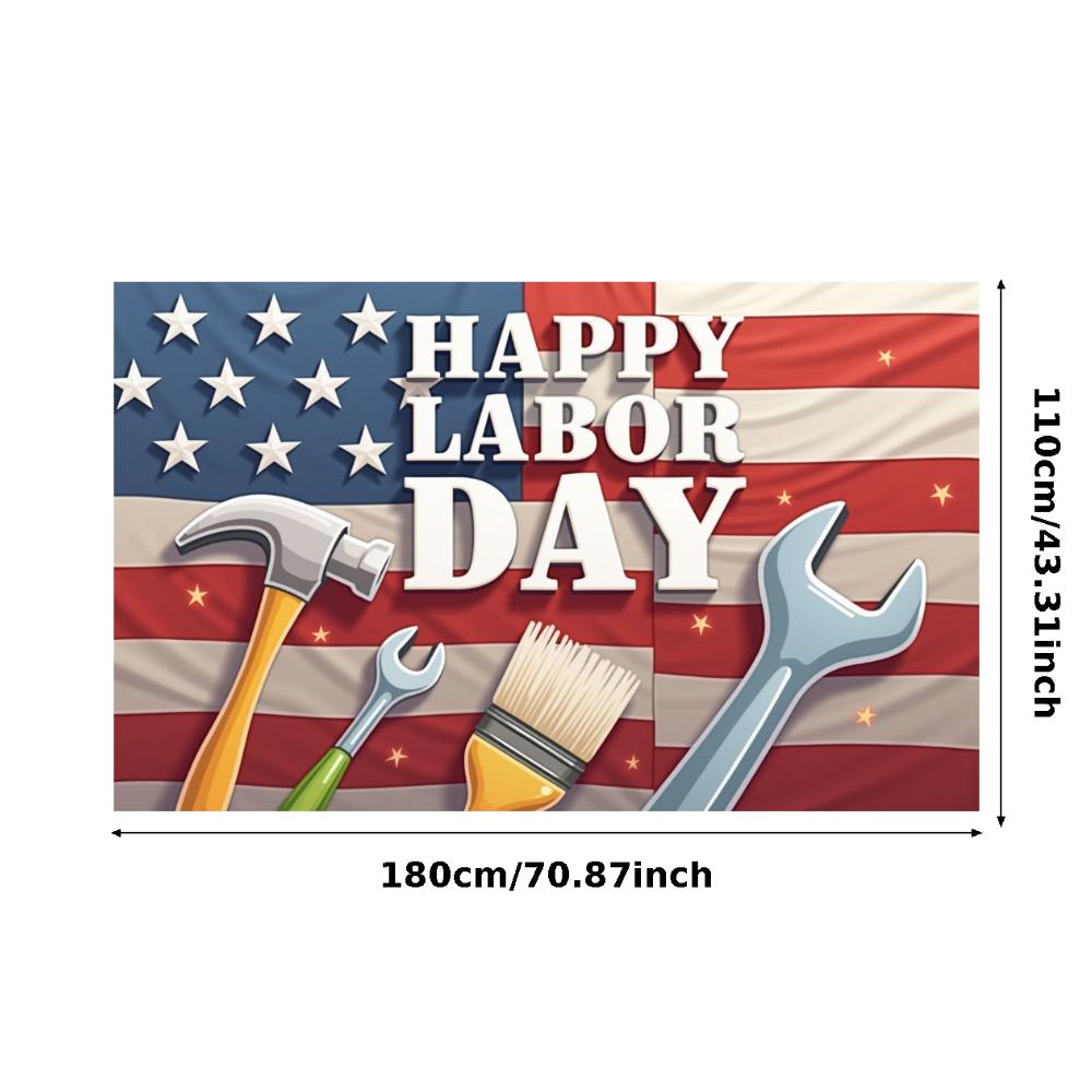 Outdoor Celebration Wrench Design Labor Day Banner Weather Resistant Patriotic Banner for Outdoor Party Community Event