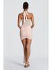 European & American Style Lace-Up Mesh Halter Patchwork Ribbon Bodycon Dress (2026 Summer Collection)
