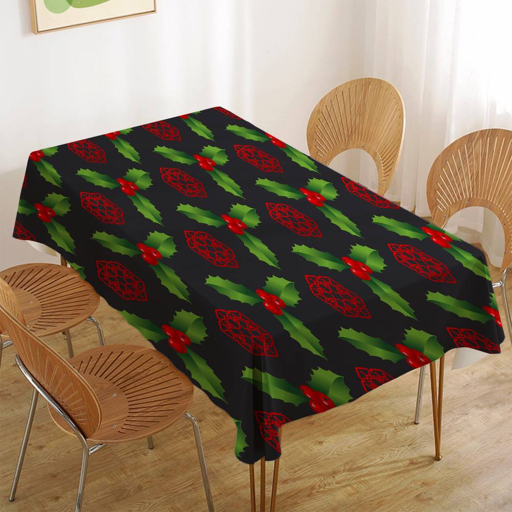 Christmas Pattern Table Stain Resistant Decorative Washable Polyester Tablecloths For Dining Table Parties And Wedding