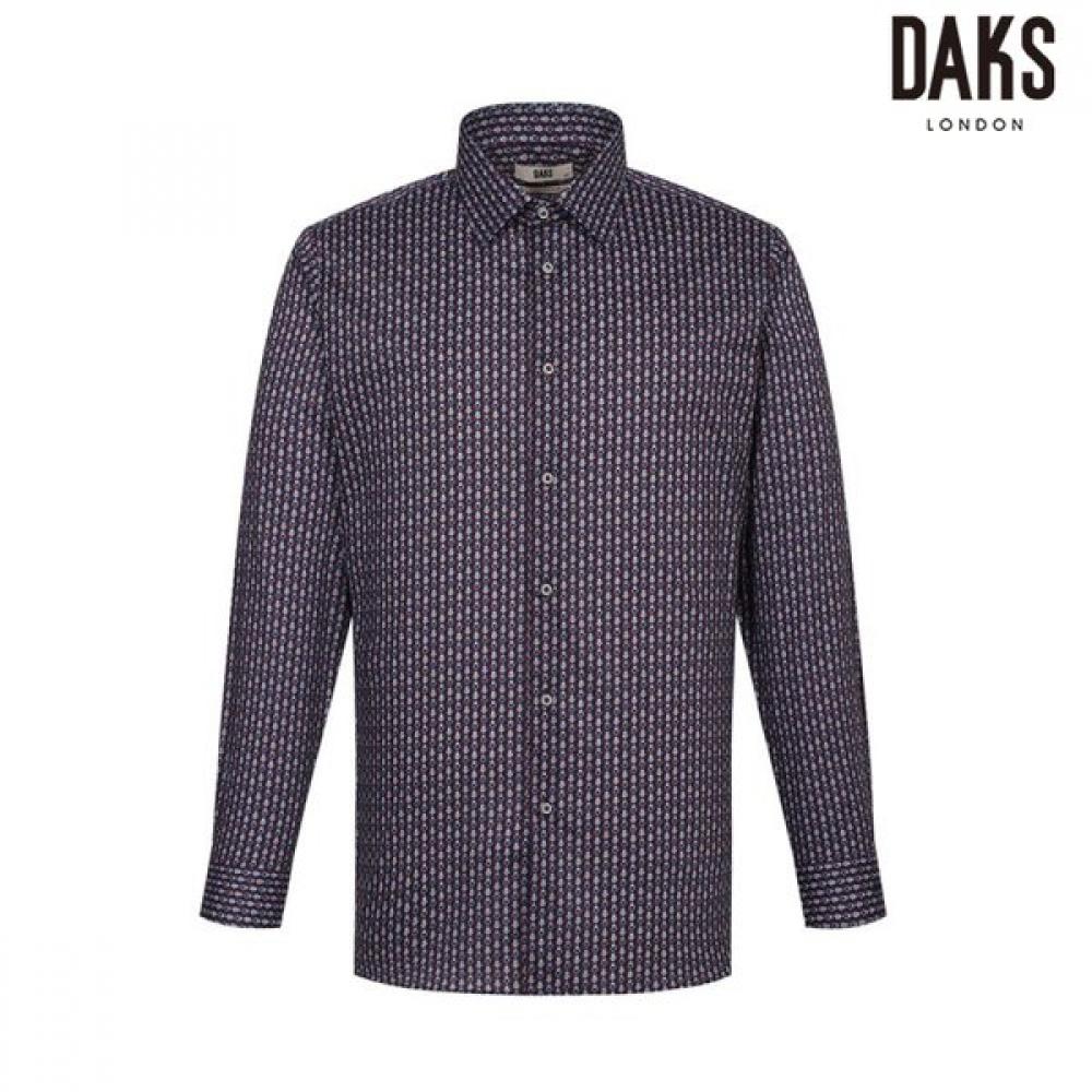 

DakS Men S 100 Cotton Drop Square Print Comfort Slim Fit dreSS Shirt dmS1Shdl23 navy/95