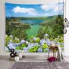 Mountains Lake Flowers Wall Art Decorative Aesthetic Tapestry Backdrop Wall Decor Living Room Bedroom Room Home Decor Tapestry