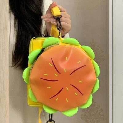 Desenho animado queijo estéreo hambúrguer bolsa transversal menina fofa tudo bolsa de ombro mochila engraçada pequena