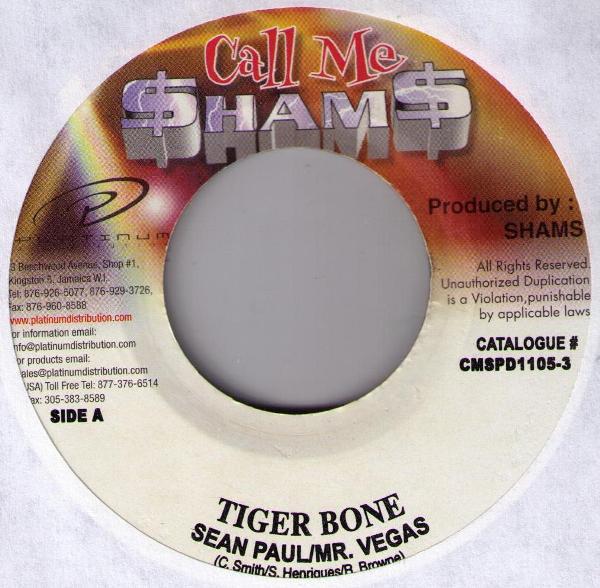 7inch Record SEAN PAUL & MR. VEGAS - Tiger Bone CMSPD11053 Call Me $ham$ Jamaica Reggae, Ska & Dub Used