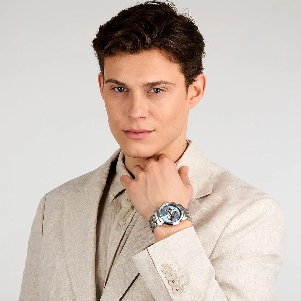 Maserati Successo Azul Claro Aço Inoxidável Cronógrafo de Quartzo Masculino com Data R8873621044