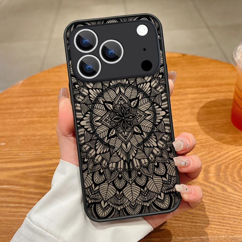 Retro Mandala Flower Pattern Case For iPhone 17 Pro Max Case iPhone 16 Pro Max 15 14 13 16E 17E Magnetic For Magsafe Hybrid Matte Cover