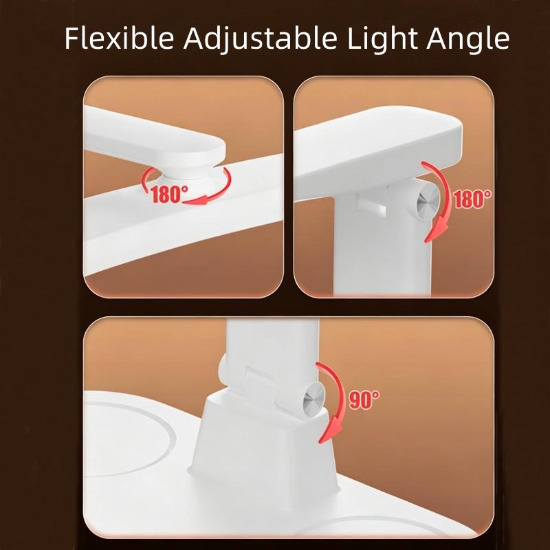 LED Table Lamp USB Chargeable Desk Light with Calendar Clock Foldable Eye Protection Reading Night Lighting