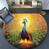 Peacock Round Area Rug,Carpet Rug for Living Room Bedroom Sofa Playroom Decor,Non-slip Floor Mat