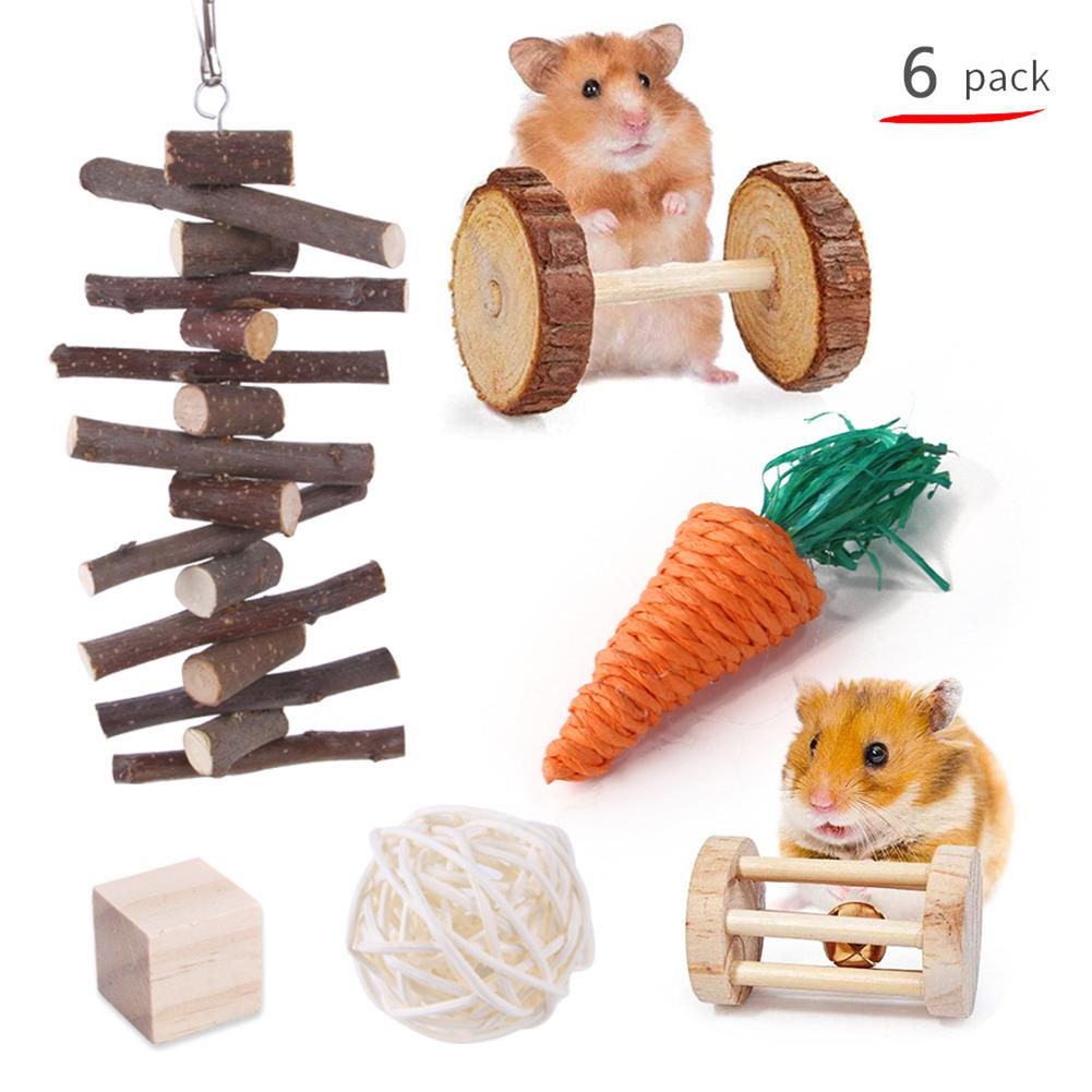 Wooden Hamster Toy Grass Ball Set Bite-resistant Molar Cleaning Tooth Toys Interactive Games Props Pet Supplies For Rabbit Guinea Pig