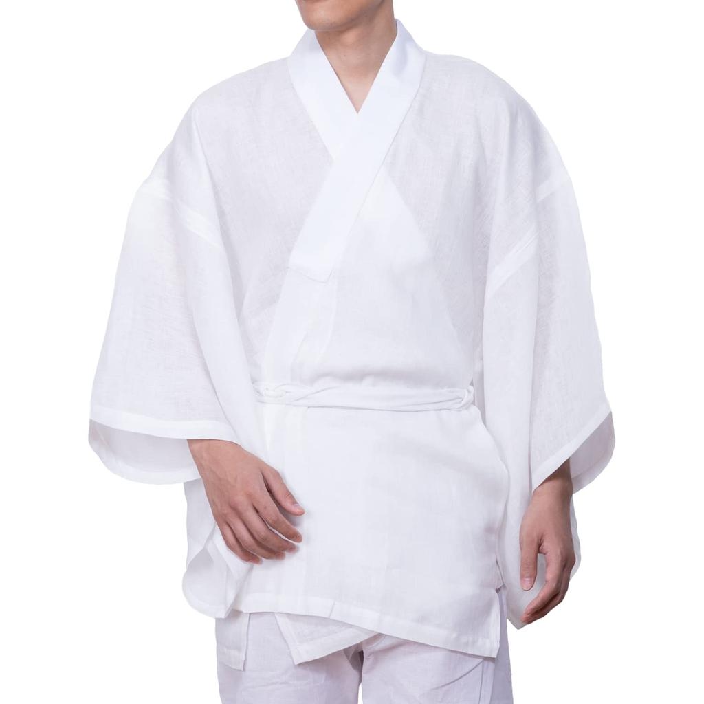 Half Undergarment for Genuine Undershirt with Half 14 [KYOETSU] Summer, Linen, Washable, Collar, Men's (S)