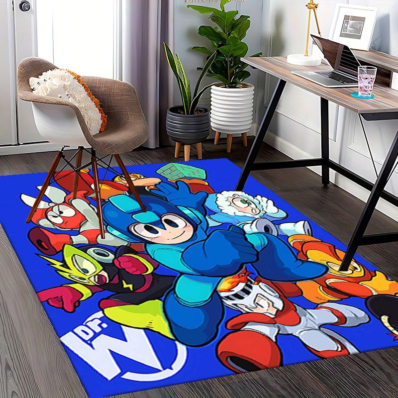 1pc Mega Man Anime Cartoon Design Office Chair Mat Non-Slip Carpet for Home Decor, Living Room, Bedroom, Game Room - Perfect Gift for Fans!Y095