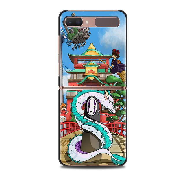 Studio Ghibli Spirited Totoro pouzdro na smartphone pro Samsung Galaxy Z Flip 3 5g zadní pouzdro na počítač Hard Capa Shell Hard Cover Fundas
