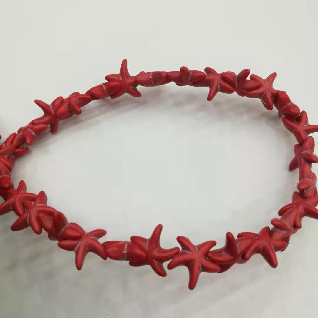 

Синтетическая бирюза 14 мм бусины-разделители в виде морских звезд для изготовления украшений своими руками. 14mm Red Starfish красный