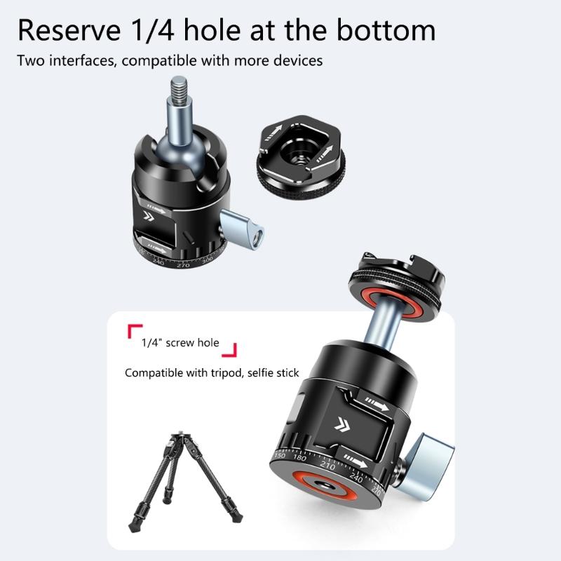 360-Grad-Drehkopf-Stativkopf mit 1/4-Zoll-Blitzschuh-Adapter für Camcorder und Einbeinstative, Lichtstativ