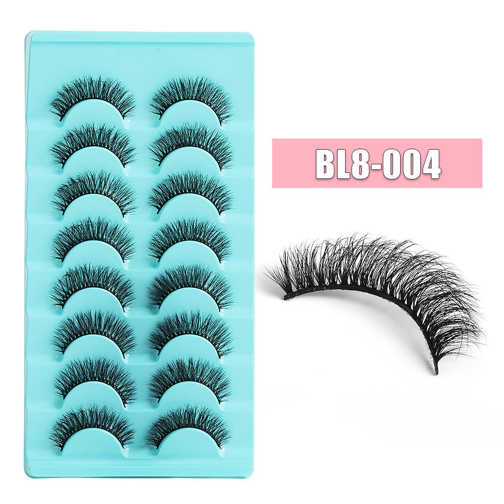8 Pairs Of Daily Makeup False Eyelashes, Naturally Thick, Cross-Curled Eyelashes