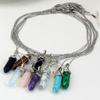 European & American Natural Stone Hexagonal Pendant Necklace for Women - Turquoise, Amethyst, Titanium Steel, Colorfast Jewelry