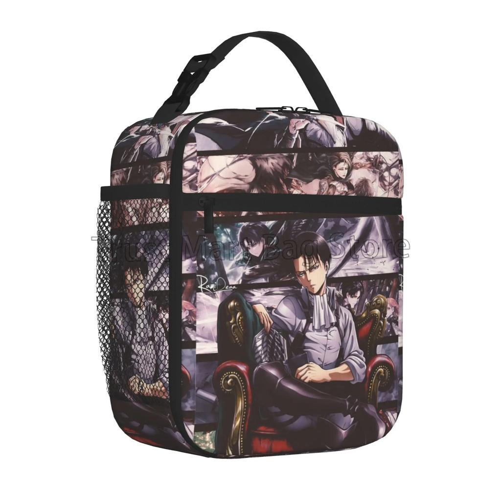 Levi Ackerman Insulated Lunch Bag Reusable Portable Lunch Box Cooler Thermal Bento Tote Bags for Boys Girls School Picnic Beach
