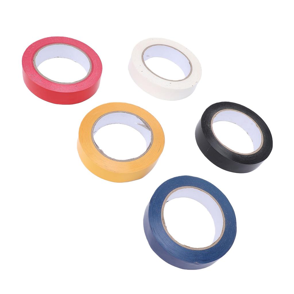 5pcs Floor Marking Tapes Yellow Red Blue Black White 1 Inch Width Vinyl Floor Tapes for Outdoor Sports Field Social