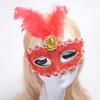 Mian Ju Venetian Princess Half-Face Feather Mask with Dragon Applique