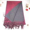 Solid color versatile imitation cashmere men's and women's winter thickened warm double-sided two-color shawl fringed scarf