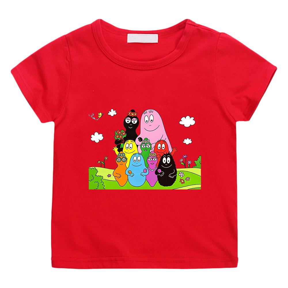 

Barbapapa Cartoon Print Children s T-shirt 100%CottonTees 2-12Y Boys Girls Kawaii Short Sleeve Casual Kids Tops Summer Toddler 100 красный