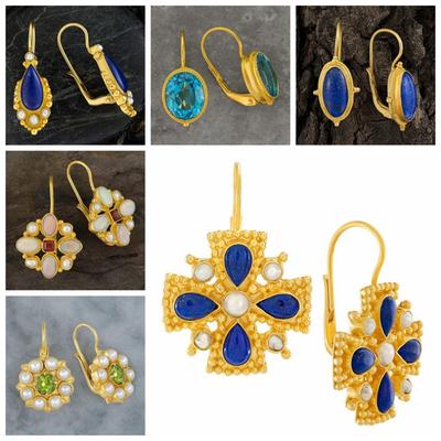 Kreativer ethnischer Stil Imitation Türkis Ohrring Party Handgefertigter Schmuck Geschenk Vintage Hof Goldfarbe Verschnörte Ohrringe für Frauen