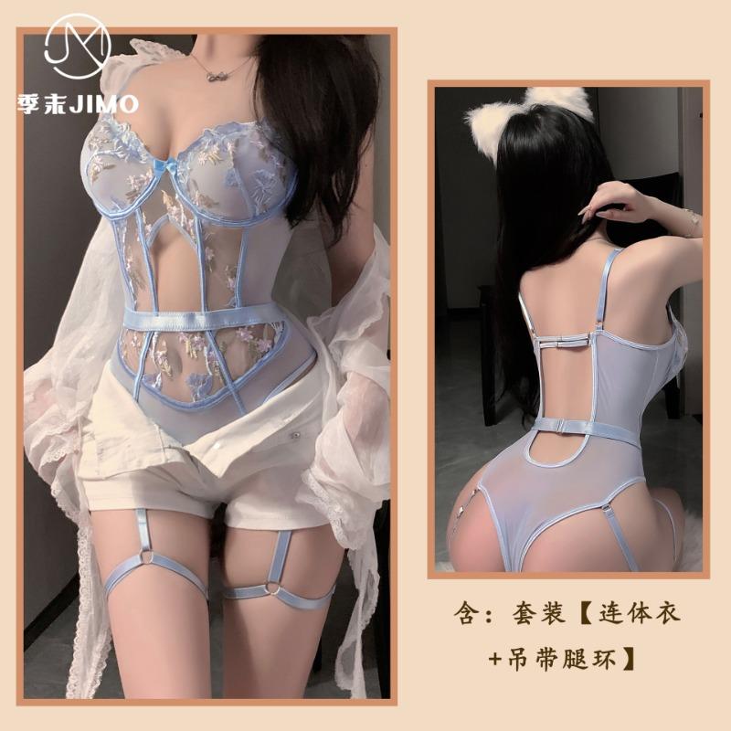 Sexy Underwear Original Lace with Leg Rings Onesie Heavy Industry Embroidery Flowers Pure Desire Perspective