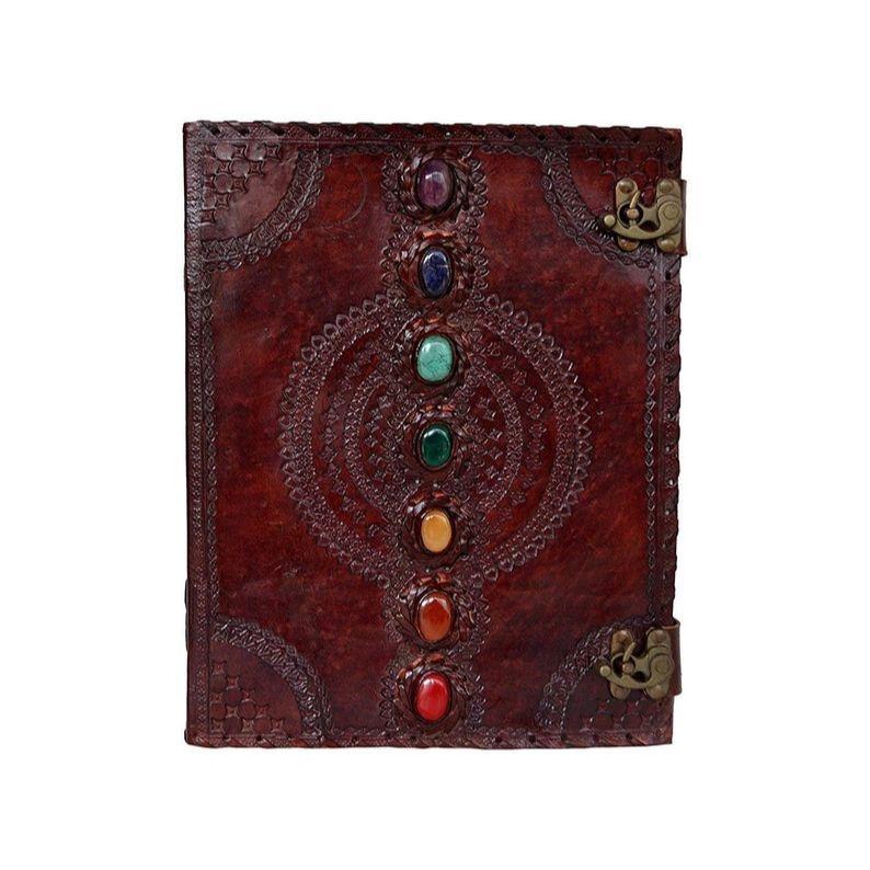 Handbound Leather Journal/ Spell Book Of Shadow /Journal Personalized/ Leather Sevan Stone Journal /medieval book large Brown Blank Book