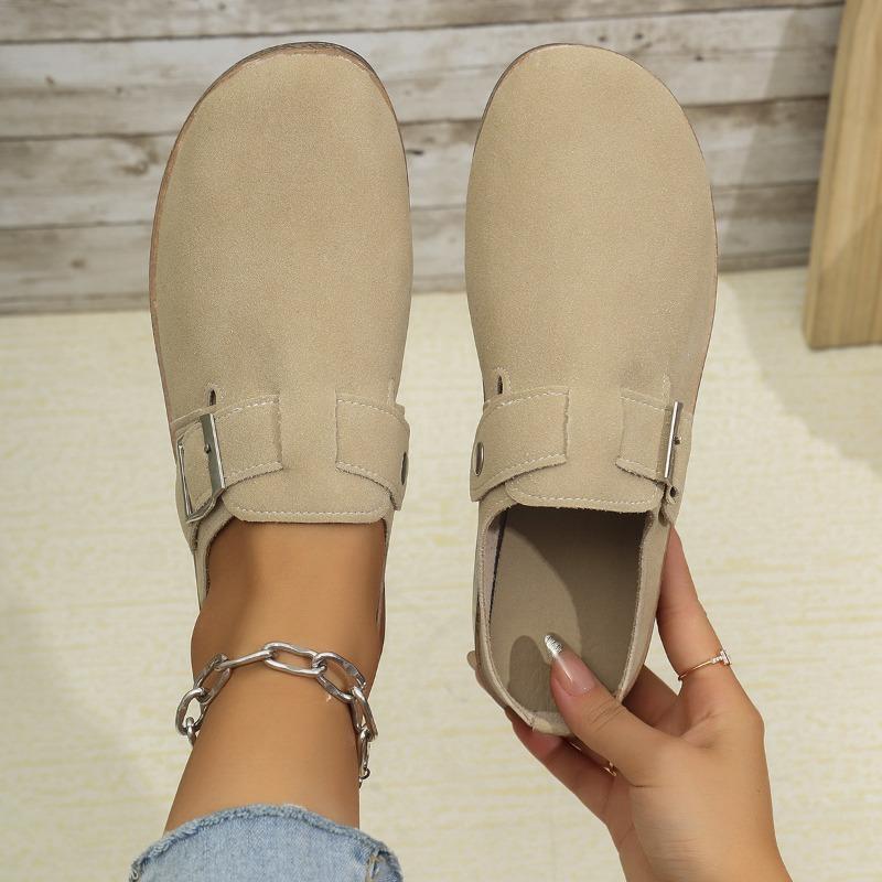 Large size casual retro thick-soled half slippers women's autumn wear large size lazy one-pedal slippers