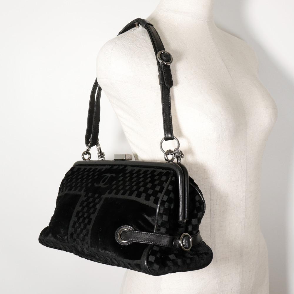 Chanel ChainShoulder Shoulder Bag A33096 COCO Mark Gamaguchi 2WAY Black Velor Women Used