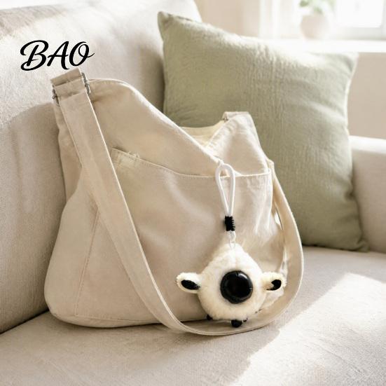 Plush Keychain Animal Keychain, Soft Stuffed Pendant with Braided Cord, Round Cute Decorative Hanging Charm Bunny Sheep for Backpack, Mini Doll