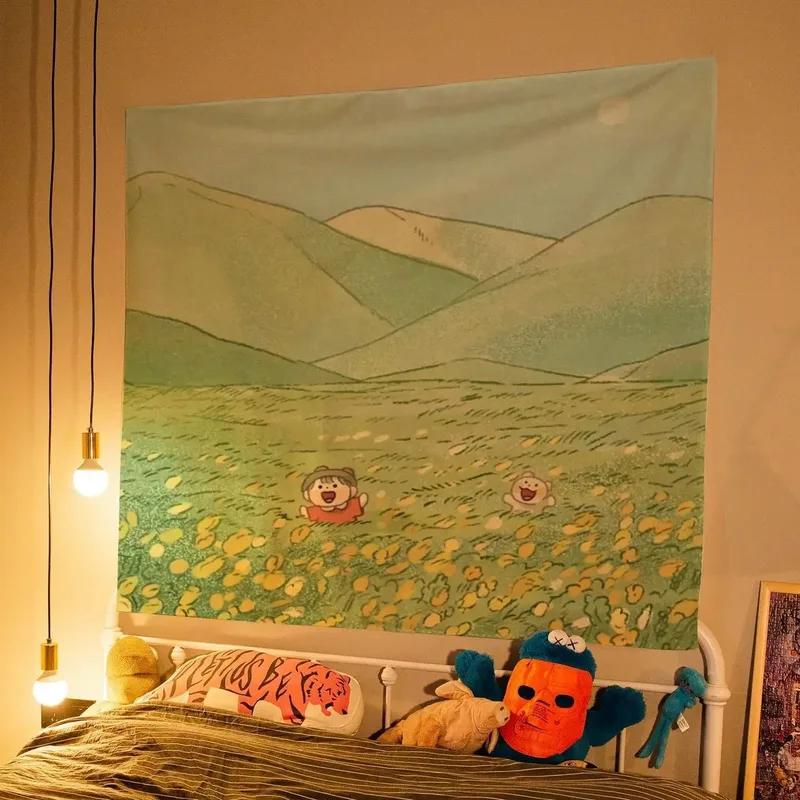 Cute Girl Children Cartoon Hanging Cloth Office Living Room Tapestry Home Wall Decoration Tapestry