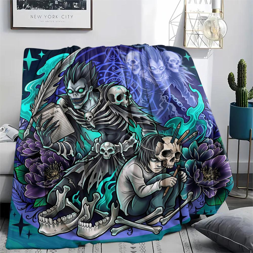 Death Note Comfortable Flannel Blanket Warm Print Pattern for Daily Home Picnic Travel Use.-TING