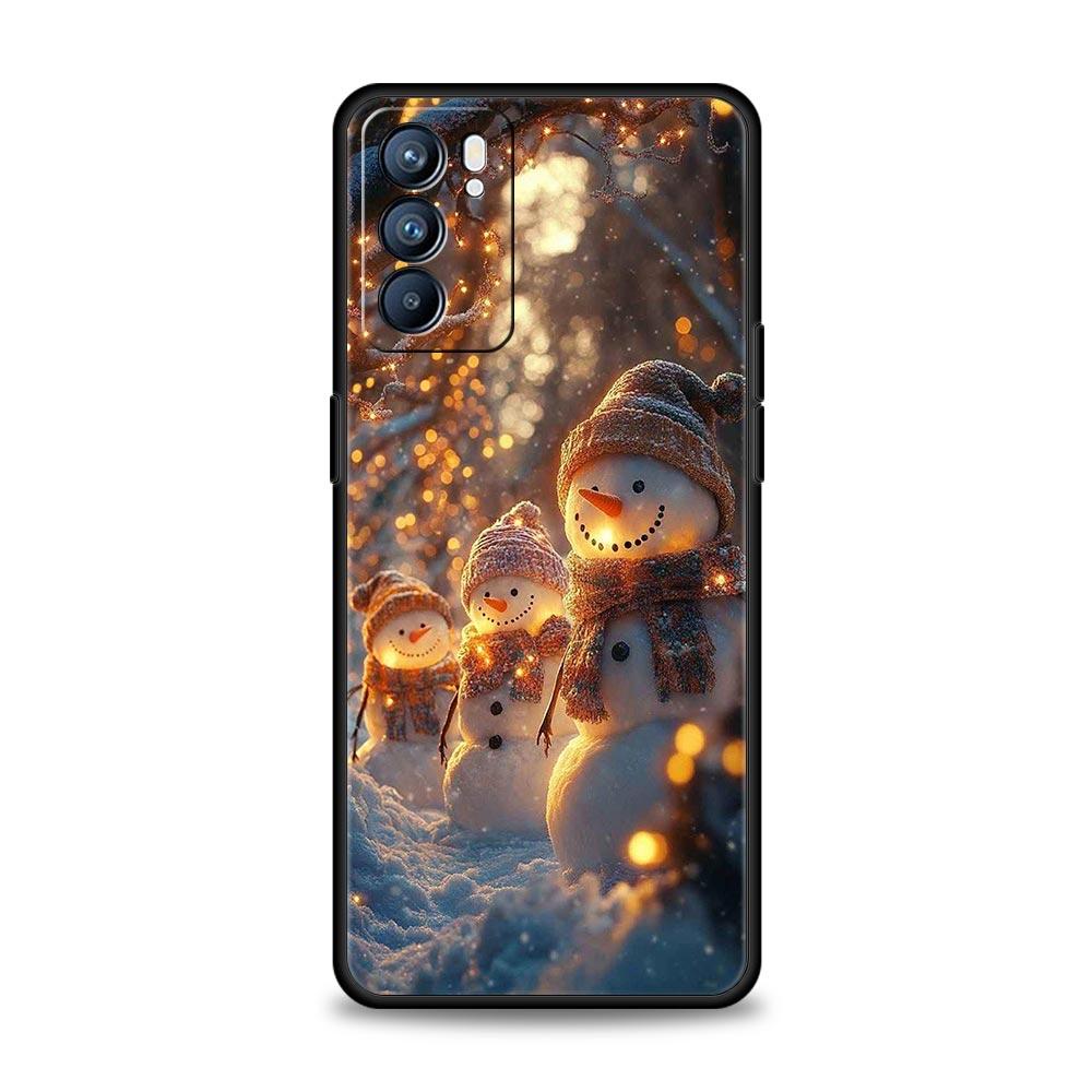 Christmas Snowman Phone Case For Oppo A17 A31 A54 A57 A78 A79 A98 Find X5 X6 Reno 6 7 8 10 11 12 13 F Pro 5G Soft TPU Cover Bags